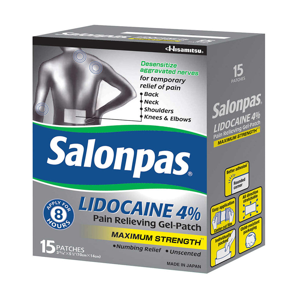 Miếng dán Salonpas LIDOCAINE Giảm đau 4% Gel-Patch,15 miếng - hình ảnh sản phẩm chính
