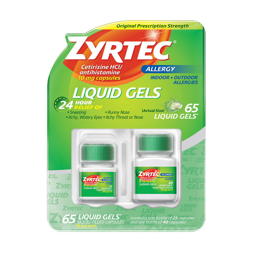 Viên uống dạng gel chống dị ứng Zyrtec Antihistamine Allergy 10mg 65 viên - hình ảnh sản phẩm chính
