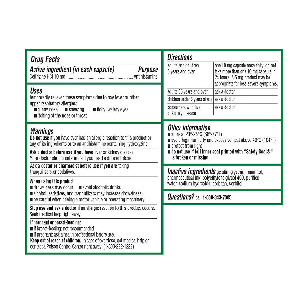 Viên uống dạng gel chống dị ứng Zyrtec Antihistamine Allergy 10mg 65 viên - hình ảnh chi tiết 2