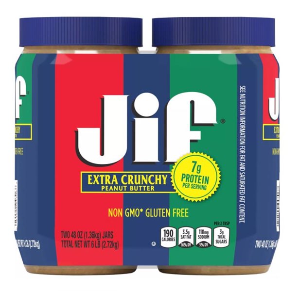 Bơ đậu phộng Jif Extra Crunchy Peanut Butter 2.72Kg (set 2 hộp) - hình ảnh sản phẩm chính