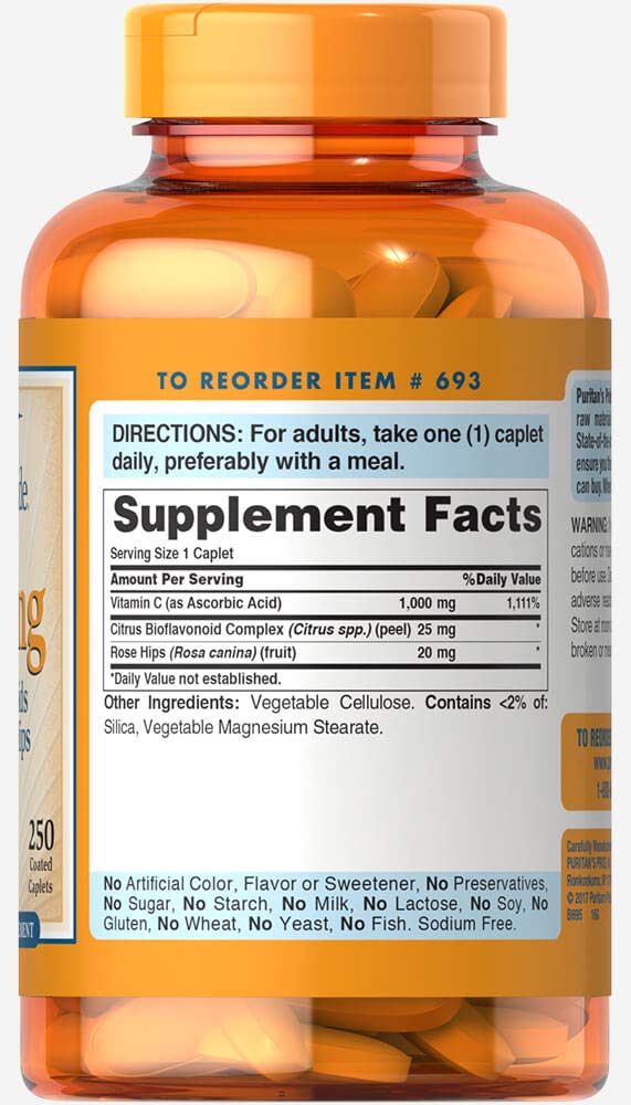Vitamin C 1000mg puritan's pride hộp 60 viên - Vitamin C của Mỹ - hình ảnh chi tiết 2