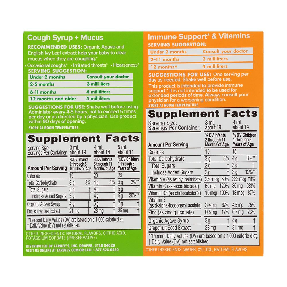 Siro trị ho và tăng đề kháng Zarbee's Naturals Baby Immune Support & Cough Value Pack -118ml - hình ảnh chi tiết 3