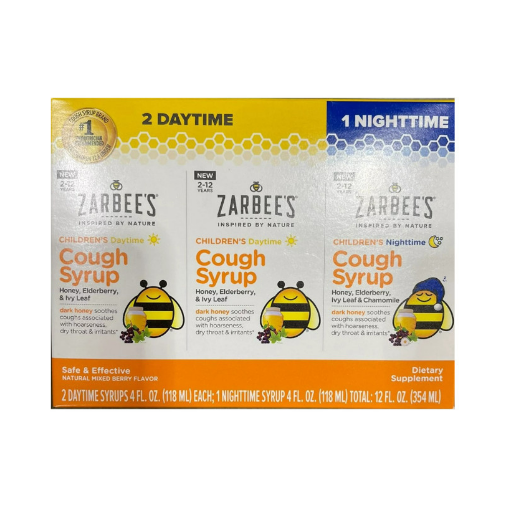 Set 3 chai siro ho cho bé Zarbee’s Natural Children’s Syrup + Mucus Day & Night 355ml - hình ảnh sản phẩm chính