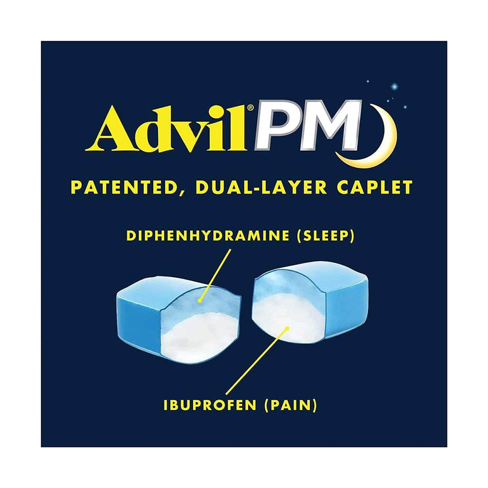 Viên giảm đau, hạ sốt và hỗ trợ ngủ ngon Advil PM 200mg 120 Caplets - hình ảnh chi tiết 3