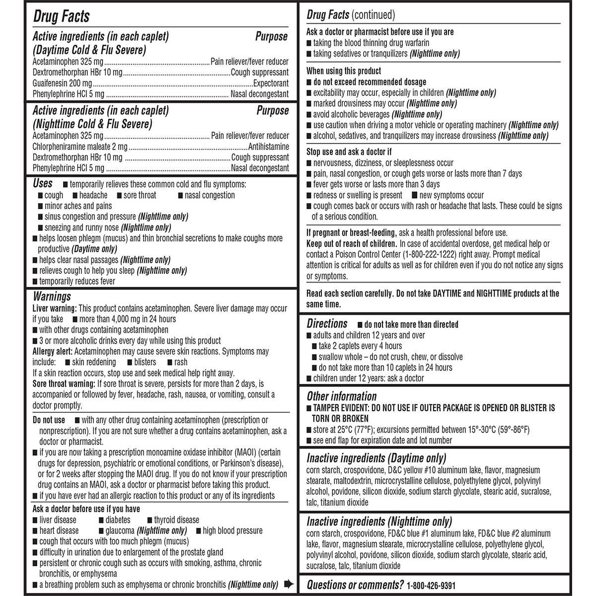 Viên Uống Giảm Các Triệu Chứng Cảm Cúm Kirkland Signature Cold & Flu Multi-Symptom Daytime & Nighttime 168 viên (112 Day Caplets + 56 Night Caplets) - hình ảnh chi tiết 2