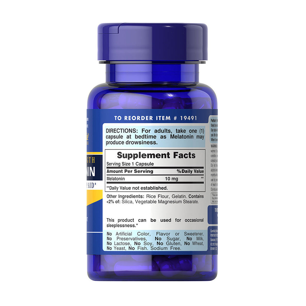 Viên uống giúp ngủ ngon Puritan’s Pride Super Strength Melatonin 10mg 60 viên - hình ảnh chi tiết 2