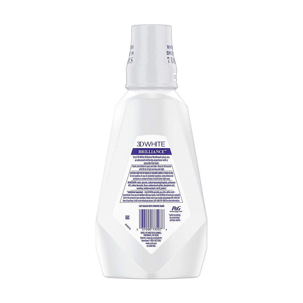Nước súc miệng Crest 3D White Brilliance Whitening Experience Clean Mint 1 lít - hình ảnh chi tiết 2