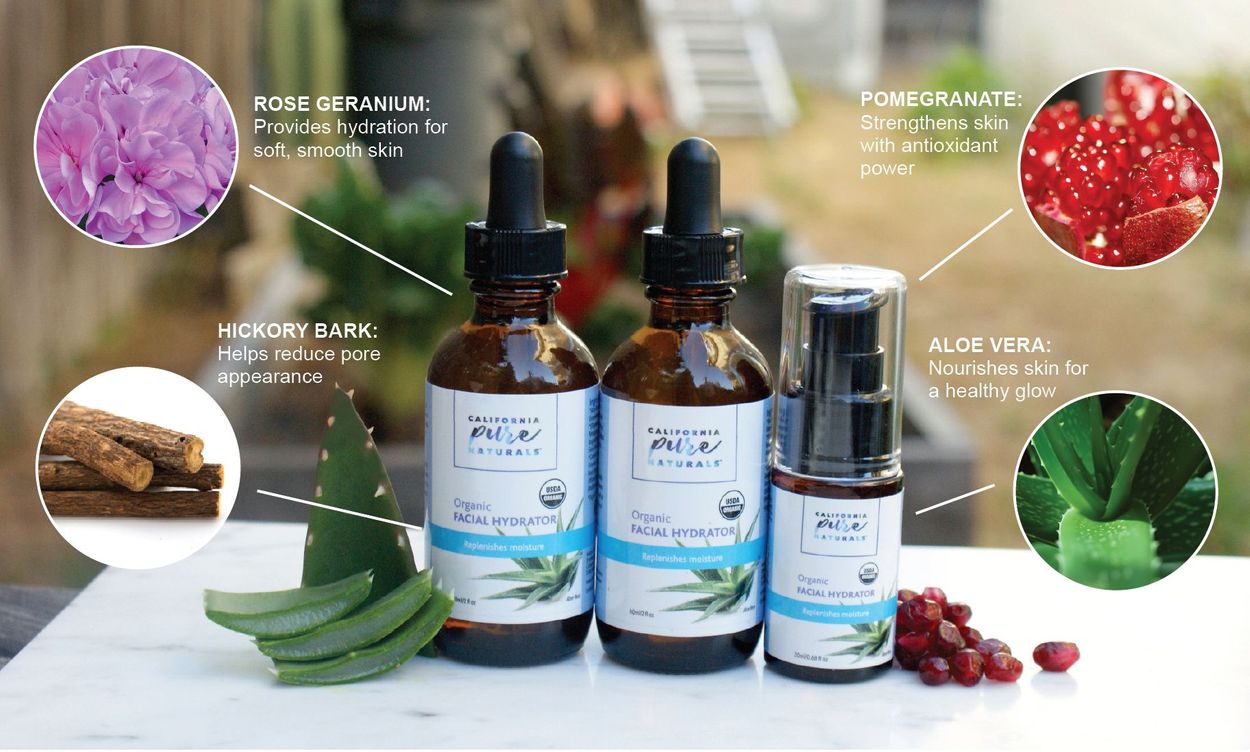 Serum Cấp Nước Và Chống Oxy Hóa California Pure Naturals Organic Facial Hydrator Set 3 chai - hình ảnh chi tiết 2