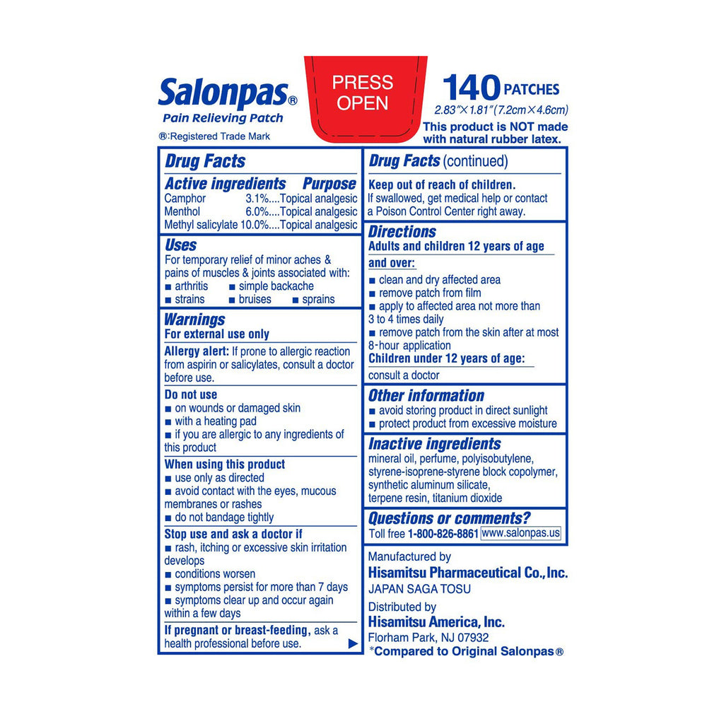 Miếng dán salonpas của Mỹ 140 miếng - hình ảnh chi tiết 4