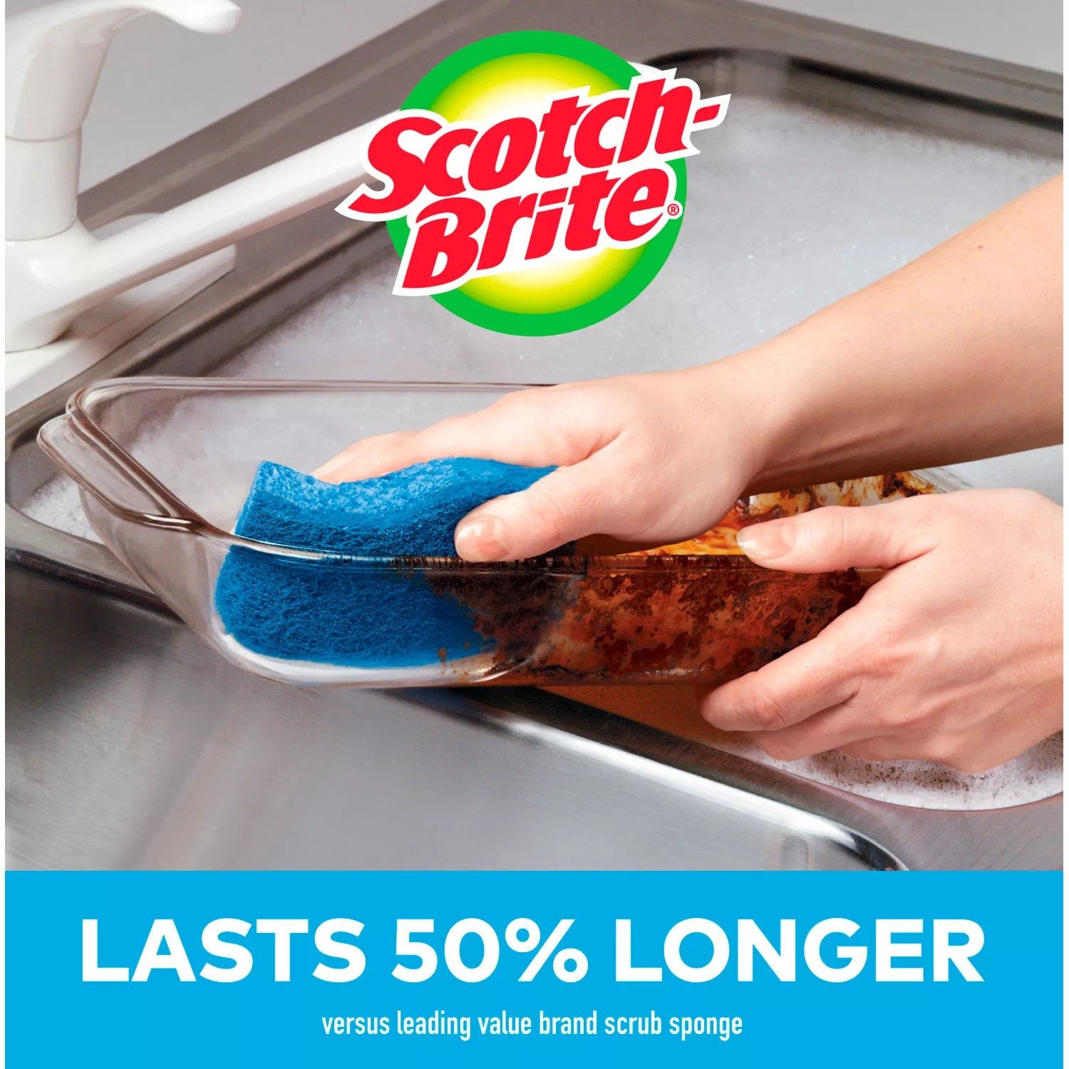 Miếng rửa chén siêu sạch Scotch-Brite Non-Scratch Sponge, 21-count (Xanh) - ảnh sản phẩm 3