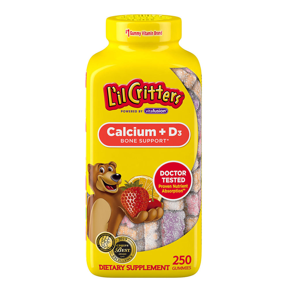 Kẹo gấu bổ sung Canxi cho trẻ em L’il Critters Calcium +D3 250 Gummies - hình ảnh sản phẩm chính