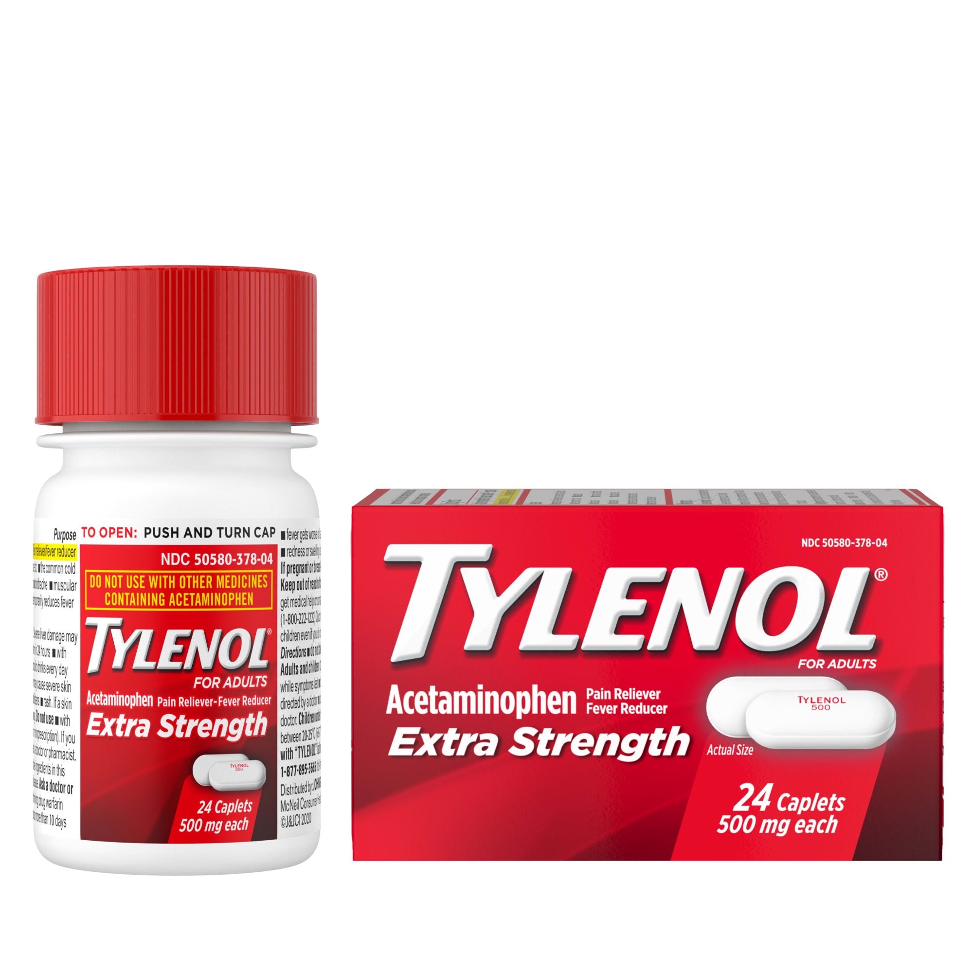 Viên uống giảm đau hạ sốt Tylenol Acetaminophen Extra Strength 500mg 24 Viên - hình ảnh chi tiết 2